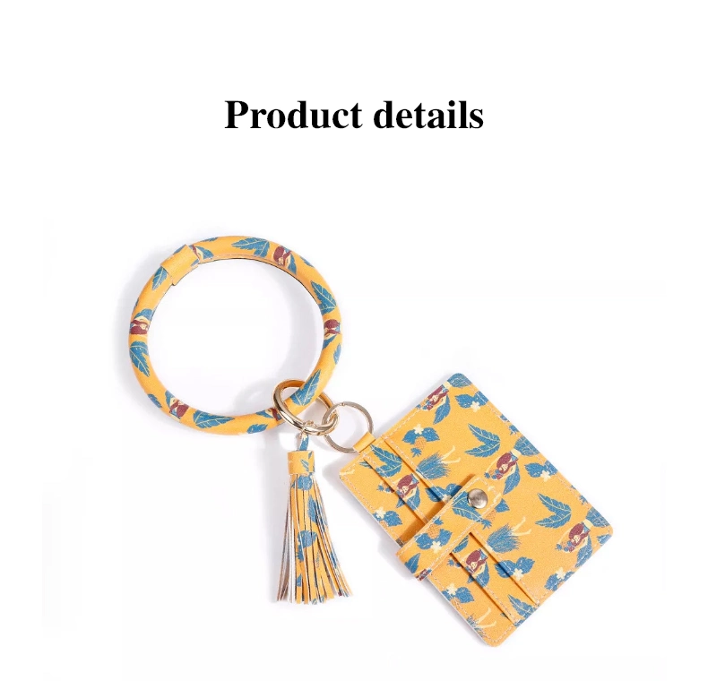 New Designer Women Wholesale Wallet ID Holder Tassel Bangle Keychain PU Leather Bracelet Credit Cards Holder Women&prime;s Handbag